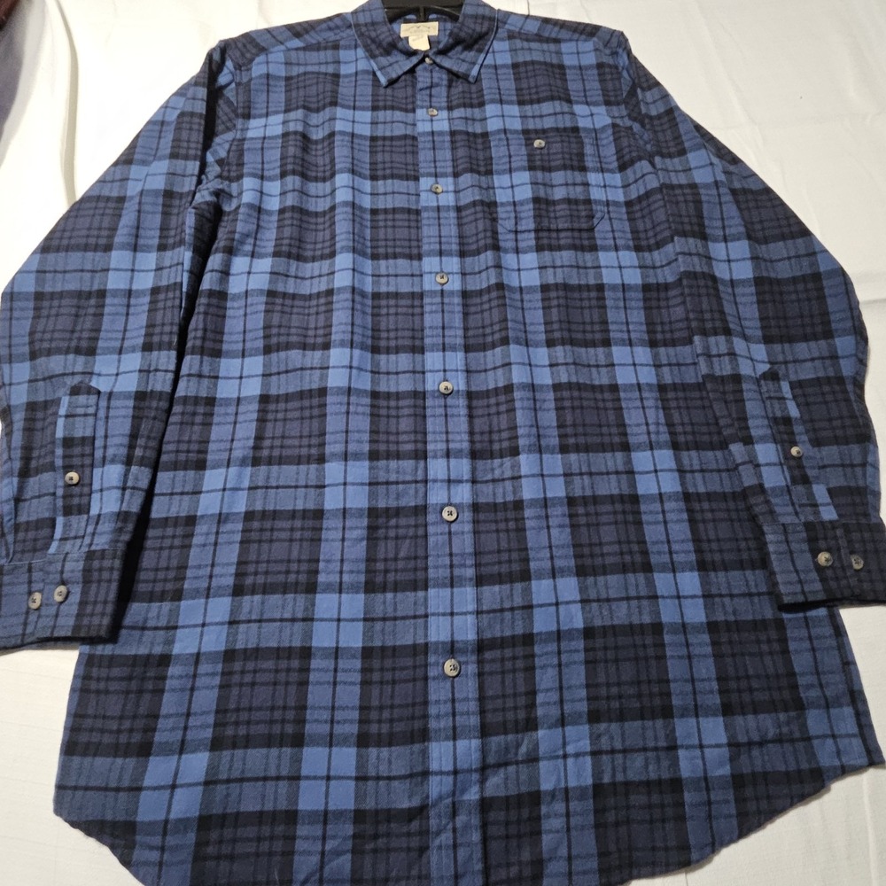 Blue Mountain Blue Plaid Flannel Shirt Button Up Long Sleeve Casual Mens LT NWT‎